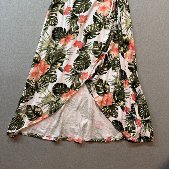 J for Justify Sleeveless Wrap Side Tie Stretch Floral Tropical Sun Dress Size M - Picture 3 of 12
